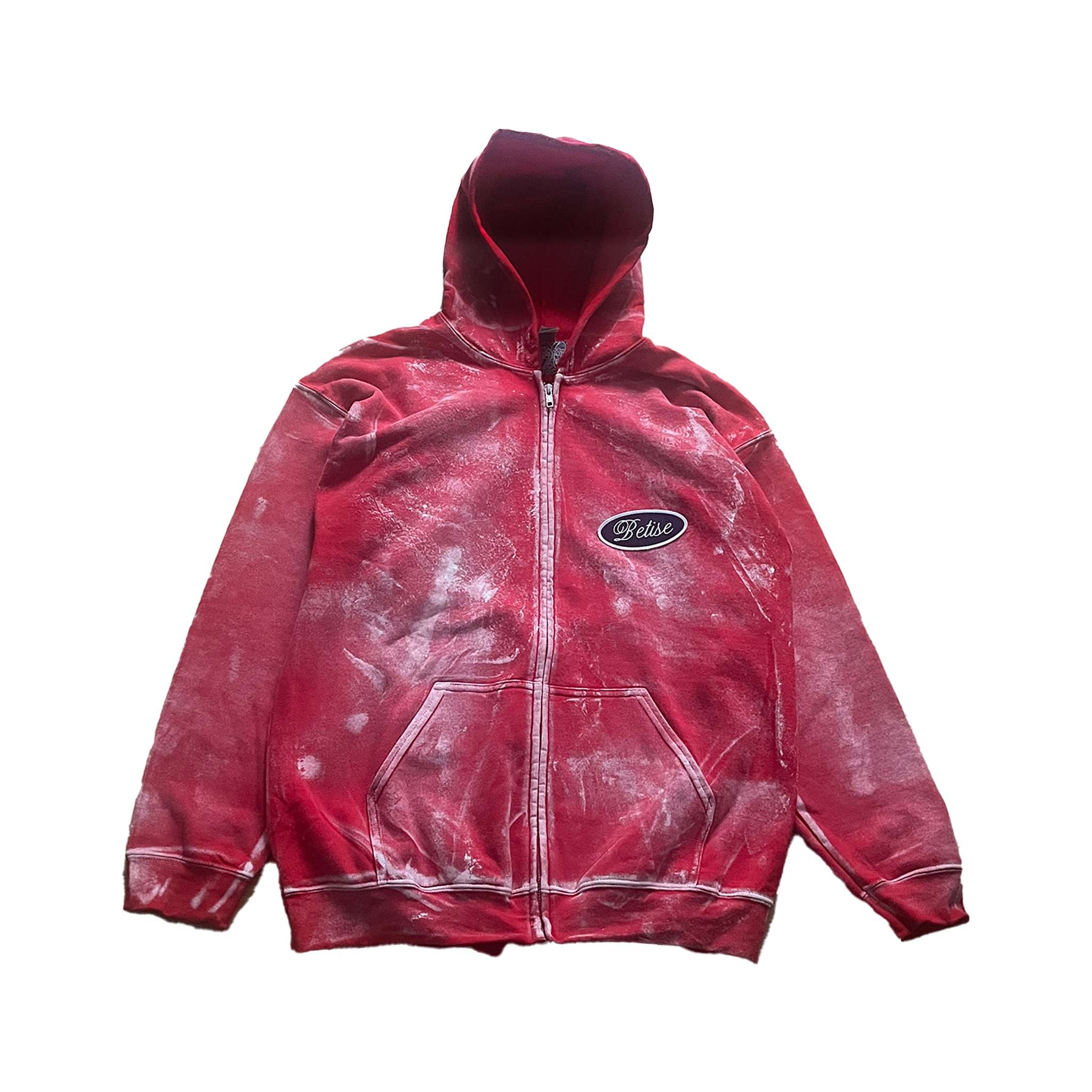 1/1 RED PAINTED PATCH HOODIE